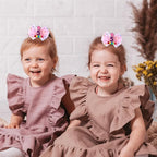 Birthday Hair Bow for Baby Girls 1 2 3 4 5 6 Year Old Sprinkle Hair Clips Happy Birthday Decorations for Girls Toddlers With Pom-Poms Ice Cream Candy Party Pink Hair Accessories for 5th Sweet Party