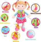 Snuggle Stuffs Sugar Snap Plush Learn to Dress Doll for Toddlers - 15" - for 2 Year Old Girl - Montessori