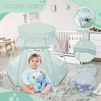Baby Ball Pit for Toddler with 50 Balls, Kids Pop Up Play Tent for Girls, Princess Toys Gifts for Children Indoor & Outdoor Playhouse (Celadon: Gray/White/Babyblue, 109x90cm/50 Balls)