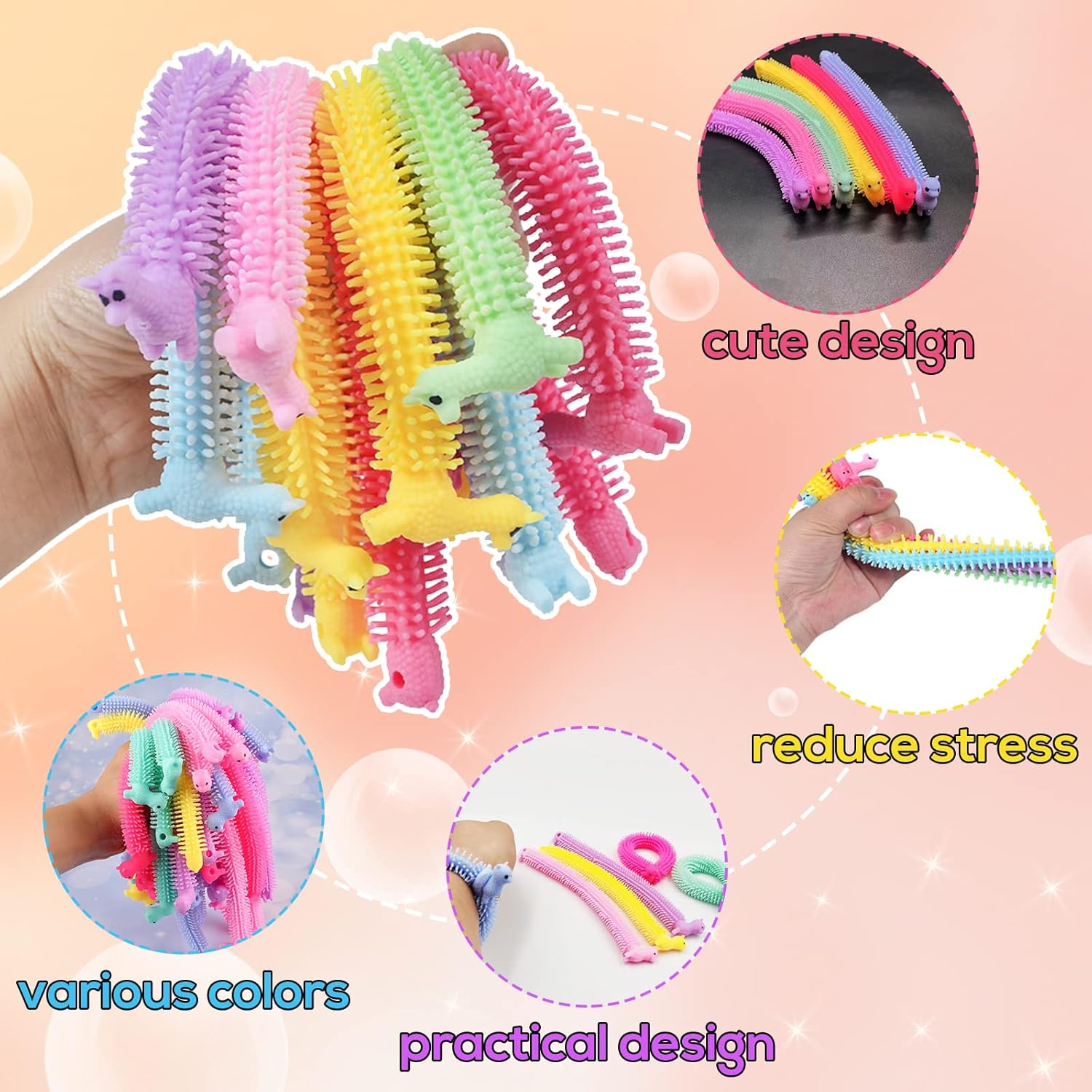 18Pack Stretchy Fidget Toy,Upgraded Sensory String,Colorful Stretchy Strings Fidget Toy for Kids,Adults,Autism,Stress Relief,Strengthen Arms,Build Resistance,Calm and Relax Present