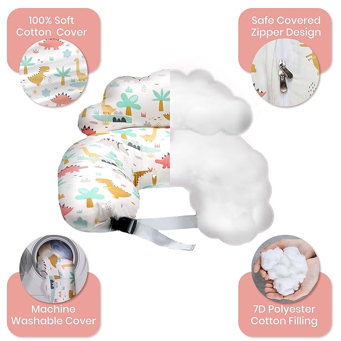 PILLANI Nursing Pillow for Breastfeeding, Breast Feeding Must Haves, New Mommy Essentials, Brest Feeding Pillow for Mom & Baby, Removable Cotton Cover, Adjustable Waist Strap, Breastfeeding Pillows