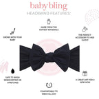 Baby Bling Bows - Newborn to Little Baby Girl Bows, 3PK CLASSIC KNOT Nylon Super Soft Stretchy Toddler Headbands, Perfect Hair Accessories Head Bands for Infant Kids, Made in the USA