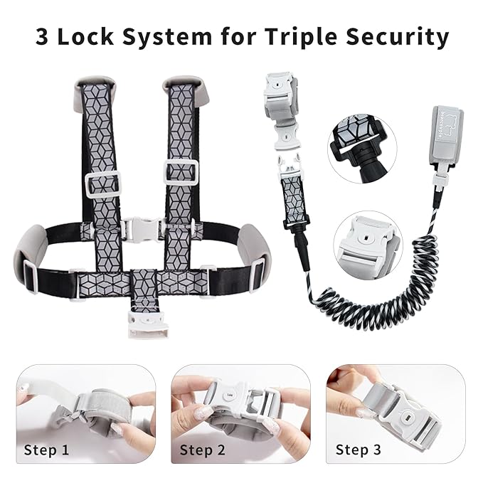 Toddler Leashes + Anti Lost Wrist Link for Kids, 4 in 1 Kid Harness Backpack Leash for Girls Boys, Reflective Kids Anti Lost Leash Cute Baby Harness Belt Strap Foldable Child Safety Leash for Park/Zoo