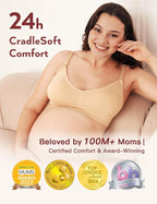 HOFISH Maternity Nursing Bras for Breastfeeding, 3 Pack Pregnancy Deep V Neck Wireless Bra with Extenders & Clips