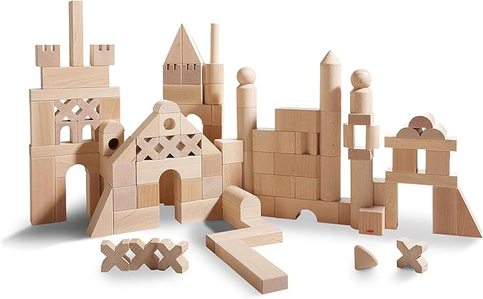 HABA Extra Large Wooden Building Blocks 102 Piece Set: Open-Ended Stacking Toys, Toddler Blocks, and Wooden Toys Made in Germany