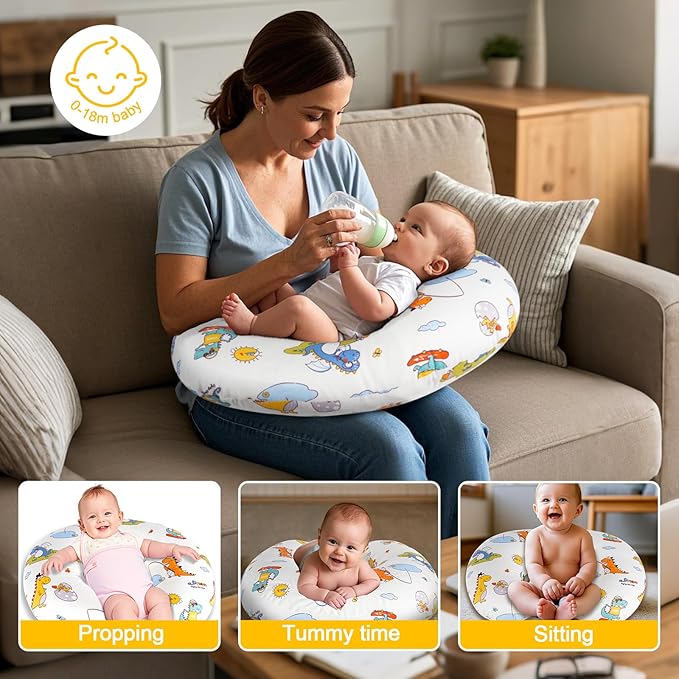 Nursing Pillow, Breastfeeding Pillow with Removable Cover, Ergonomic Breast Feeding Pillow, Baby Feeding Support Cushion for Mom Easier Breastfeeding- Original Size/Dinosaurs