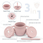 All In One Silicone Feeding Set - Safe for 6-12 Months - Non-Toxic Baby Led Weaning Supplies - Toddler Self Feeding Utensils - BPA-Free - Mess Free Essentials