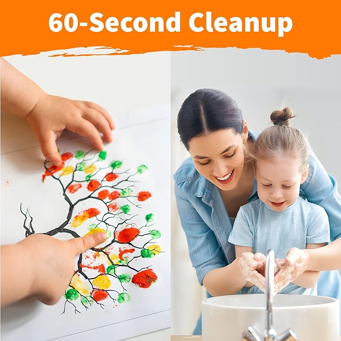 EXTRIC Washable Paint for Kids 12 Color, Non-Toxic Tempera Kid Paint 2 oz Bottles, Vibrant Pigments, Easy-Clean Toddler Paints, Kids Painting Set Arts and Crafts Supplies