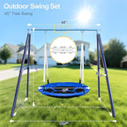 Heavy Duty 500lbs Saucer Swing Set - Outdoor Metal Frame Playground Equipment for Backyard, Includes 45'' Tree Swing & Adjustable Steel Stand - Kids/Toddlers Age 3-12