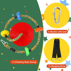 Tree Swing Climbing Rainbow Rope, Heavy Duty Swing Disc Seat Replacement for Kids with Hanging Strap and Platform Carabiners Indoor/Outdoor Playground Accessories (Red)