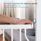 Owlie Adjustable Safety Gate for Stairs - 29-57'' Wide, 30.5'' Tall, No Drilling, Pressure Mount, White