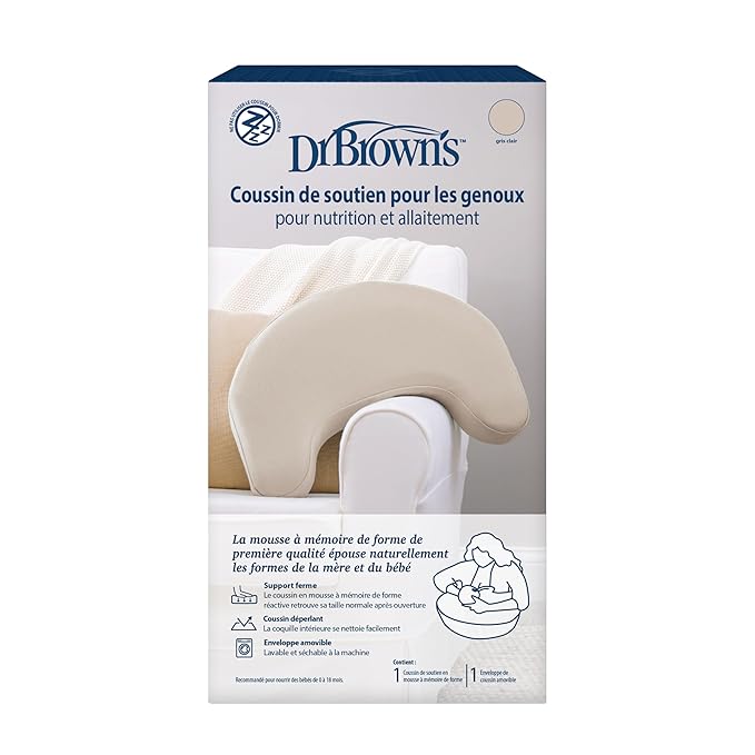 Dr. Brown's Feeding and Nursing Lap Support Pillow with Cover, Premium Memory Foam, Responsive Firm Support, Light Gray