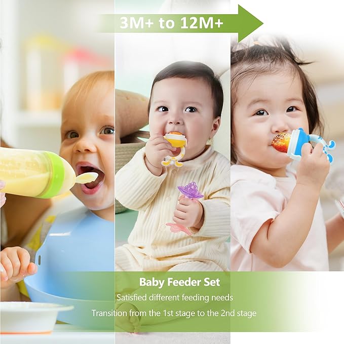 WAJIAYON Baby Fruit Feeder Pacifier | Infant Food Feeder & Baby Food Dispensing Spoon | Mesh Fresh Fruit Teethers for Babies | Silicone Teething Pacifier for Babies,Gifts for Boys and Girls (Green)