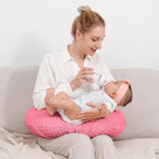 Nursing Pillow and Positioner, Breastfeeding, Bottle Feeding, Baby Sitting Support with Removable Ultra Soft Cover, Tummy Time Support for Baby Boys and Girls (StrawberryRed)