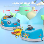 12V Dual Battery Electric Ride on Kids Bumper Car w/Remote Control,360 Degree Spin,Push Rod Rocker Horse Function,3-Speeds Babies & Toddlers Bumping Car Ride on Toy Gift for 1-4 Years Children (Blue)