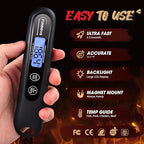 Meat Thermometer Digital, 3S Instant Read Food Thermometer for Cooking with Backlight & Magnet, Foldable Temperature Probe Kitchen Gadgets Essentials for Turkey BBQ Grill Smoker Candy