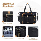 Diaper Bag Tote, Large Diaper Bags Waterproof, Hospital Bag for Labor Delivery, Baby Bag with Pacifier Case, Travel Diaper Tote with Changing Pad, Black