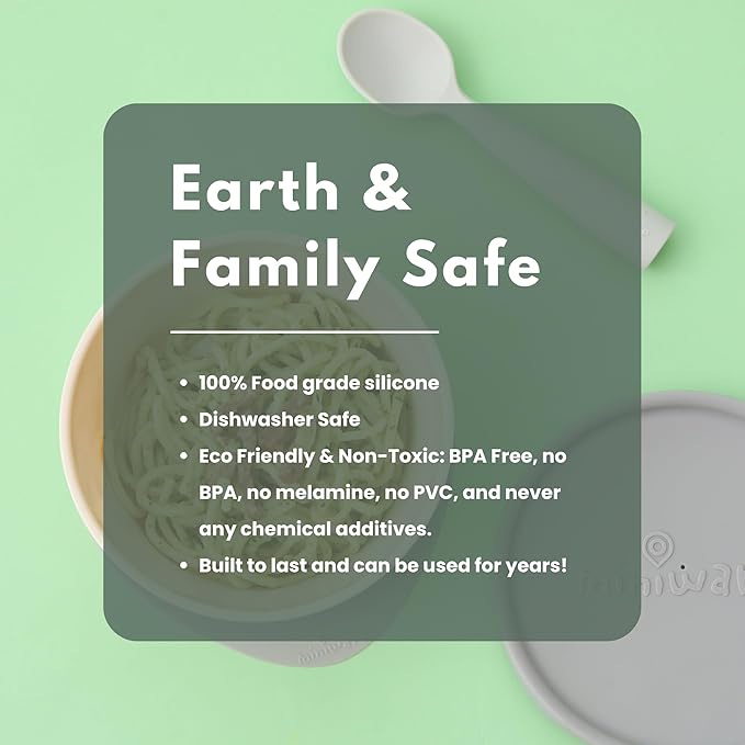 Miniware Silicone Baby Spoon for Training - BPA Free Baby Utensils - Baby Spoons Self Feeding 6 Months | 100% Food Grade Silicone - Modern & Dishwasher Safe Toddler Spoons (Grey and Peach)