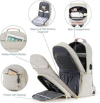 MOMUVO Diaper Bag Backpack, Quilted Baby Bag with Changing Pad and Stroller Straps and Pacifier Case, Multifunction Waterproof Travel Diaper Bags, Unisex, Light Grey and Pink