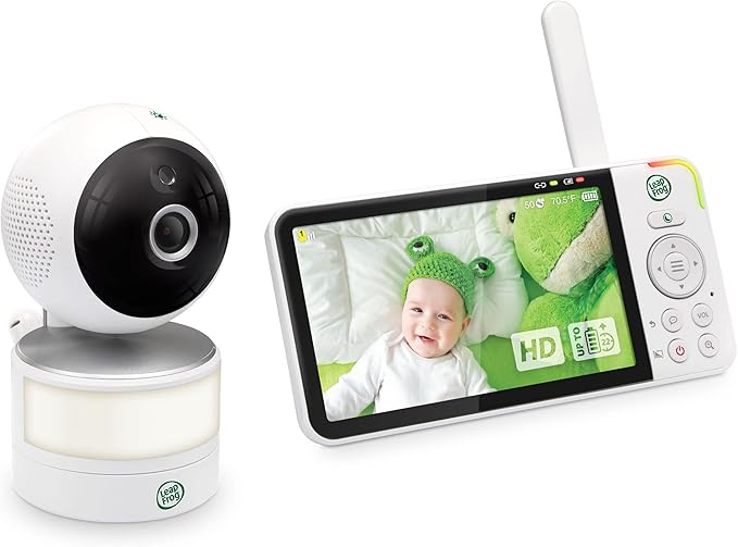 LeapFrog LF915HD Baby Monitor, 5” 720p Screen, 360° Pan & Tilt with 8X Zoom Camera, Color Night Vision, Night Light, Two-Way Intercom, Secure Transmission No WiFi