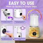 Portable Bottle Warmer for Travel with built in Nightlight, Fast 4 Heat Settings, Lightweight, Leak-Proof Design & Safe Rechargeable Baby Bottle Warmer for Breastmilk Formula or Water, Travel-Friendly