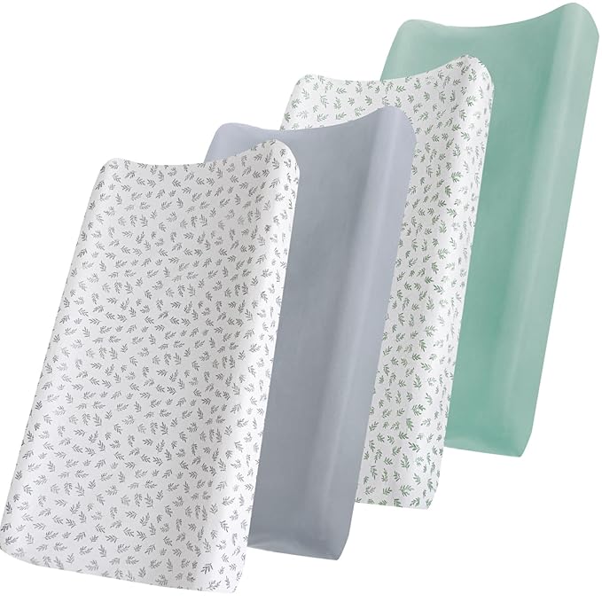 Changing Pad Cover, Diaper Changing Pad Covers 4 Pack, Fitted Baby Changing Table Sheets for 32''×16'' Change Table Pad, Cradle & Bassinet Sheets for Boys & Girls, Soft & Breathable