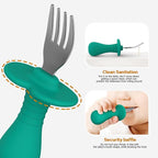 2 Pcs Baby Forks Toddler Forks for Self Feeding, Kids Forks with Silicone Round Handle, Stainless Steel Toddler Utensils Children Safe Silverware Set, Anti-Choke Design, BPA Free