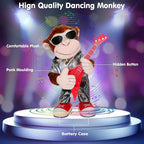 Dancing Monkey Plush Toy, Stuffed Toys, Dancing Singing, Body Shaking, and Guitar Shaking, Punk Molding, One Button Control, Children's Education Toys, Musical Intelligence Development