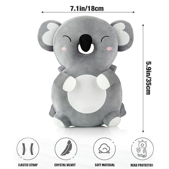 PandaEar Baby Head Protection Backpack, Toddler Walking Head Protector, Adjustable Head Protector Pad Safety Cushion (Koala Grey)