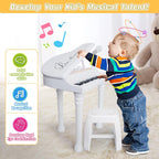Love&Mini Piano Toy Keyboard 31 Keys for Age 3+ Year Old Girls Boys Birthday Gifts, Kids Keyboard Toy Instruments Piano with Microphone and Stool