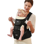 SUNVENO 3 in 1 Ergonomic Baby Carrier with Hip Seat for Newborns and Toddlers, Supports 20 lbs and Up, Waist and Back Relief with Large Weight Capacity for All Season Use,Black