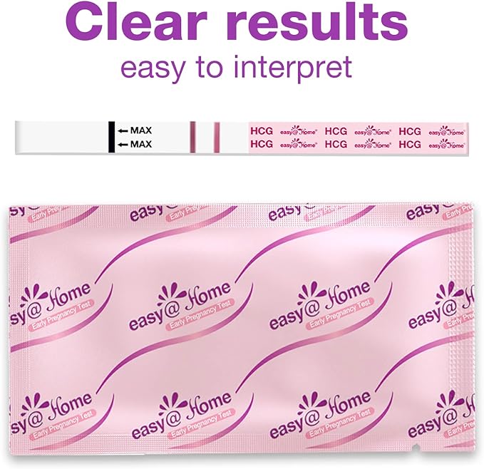Easy@Home Pregnancy Test Strips with 20 Urine Cups – Early and Accurate Detection, Fast Results, Designed for Convenient Home Testing