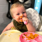 TalkTools ITSY Tiny Silicone Spoons – Twin Pack Soft Silicone Self-Feeding Training Spoons for Kids & Toddlers, Anti-Choking Flange Guard and Non-Slip Handle (Bubblegum)