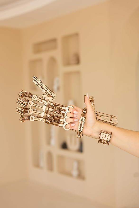 Wood Trick Cyber Robotic Hand 3D Wooden Puzzles for Adults and Kids to Build - Wooden Models Engineering DIY Project Mechanical 3D Puzzles Model Kits for Adults