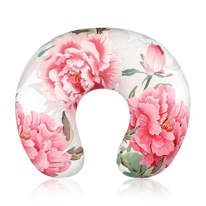 Nursing Pillow Cover, Breastfeeding Pillow Cover Stretchy Removable Feeding Pillowcase for Newborn, Ultra Soft and Comfortable Nursing Pillow Slipcover for Baby Girls Boys, Pink Peony Floral