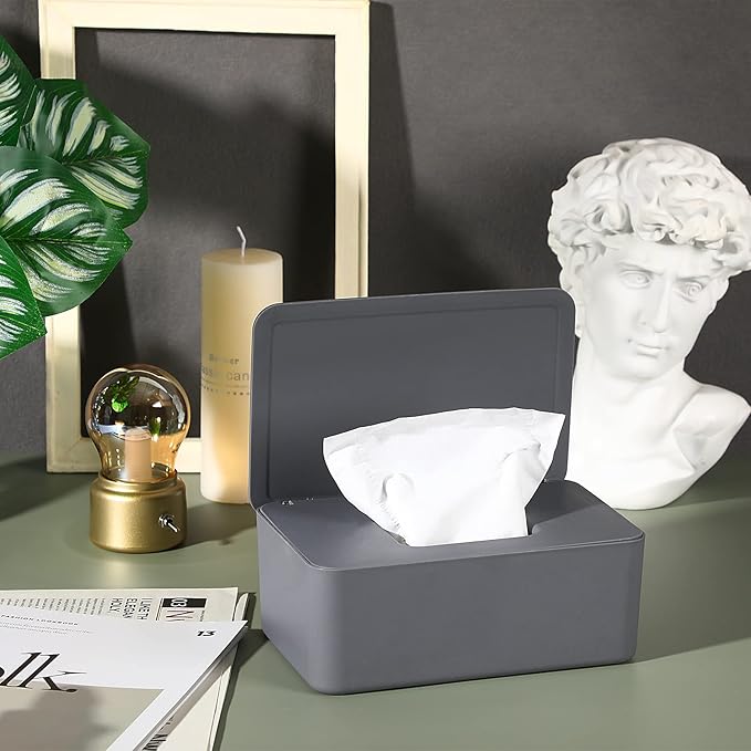 NOVWANG Wipes Dispenser, Baby Wipe Holder, Keeps Wipes Fresh, Refillable Wipe Container Baby Wipes Case for Bathroom Wipes Pouch Case (Deep Grey)