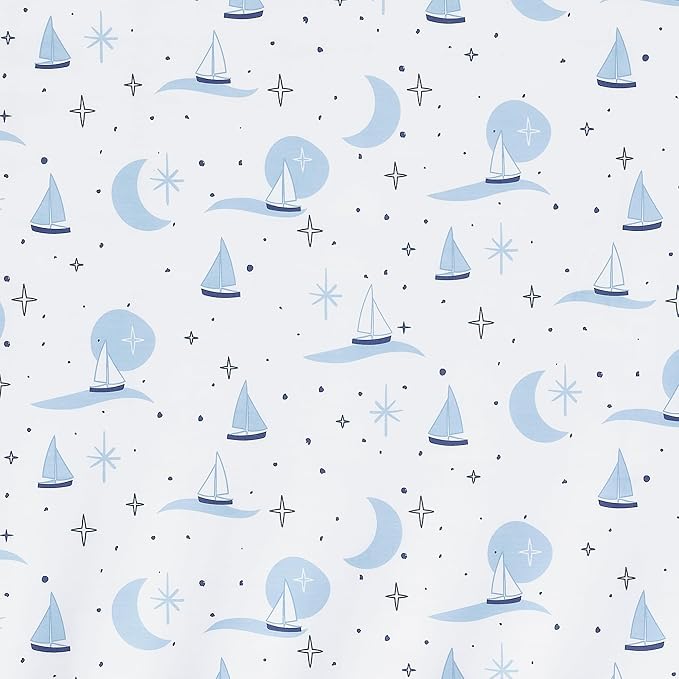 Lambs & Ivy Little Skipper Cotton Nautical Sailboat Fitted Crib/Toddler Sheet
