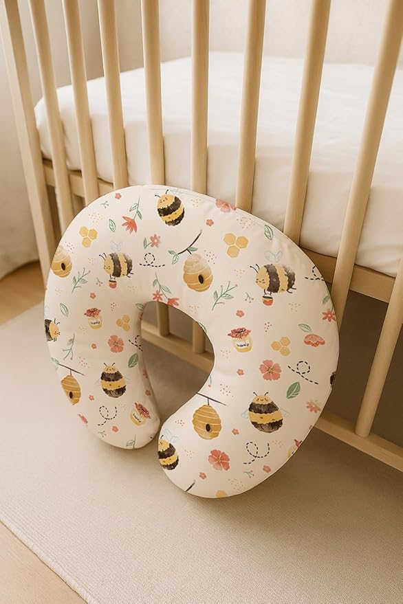 Nursing Pillow Covers 2 Pack, Breastfeeding Pillow Slipcovers Soft and Stretchy, Nursing Covers for Baby Girls Boys Newborn (Honeybee Dreams)