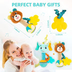 Baby rattles 0-6 months, Set of 2 rattles for babies 0-6 months, Soft Stuffed Animal Rattle Hand Grip Baby Toys, baby rattle Shaker Crinkle Squeaky Sensory Travel Accessories for 0 3 6 9 12 Months old