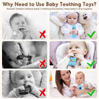 Teething Baby Toys 3-6 Months, Soft Silicone Remote Control Teethers Toys for Babies 6 to 12 Months, Teething Infant Chew Set for Newborn Boys Girls Baby Shower Gifts, Blue