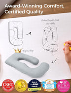 Momcozy Pregnancy Pillows with Cooling Cover, U-Shaped Full Body Maternity Pillow for Side Sleepers 57 Inch - Support for Back, Hip, Belly, Legs for Pregnant Women