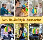 8-in-1 Sensory Balls for Infant Toddlers,Rainbow Fabric Baby Toy for Sensory Development,Montessori Toys for Babies 6-12 Months,8 Different Sensory Tactile Textures with Crinkle Rattle Squeakers