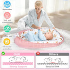 Baby Lounger - Baby Lounger for Newborn 0-24 Months, Breathable and Soft Cotton Cover Baby Nest, Portable Cozy Tummy Time Lounger for Home and Travel, Ideal Baby Essentials & Shower Gifts