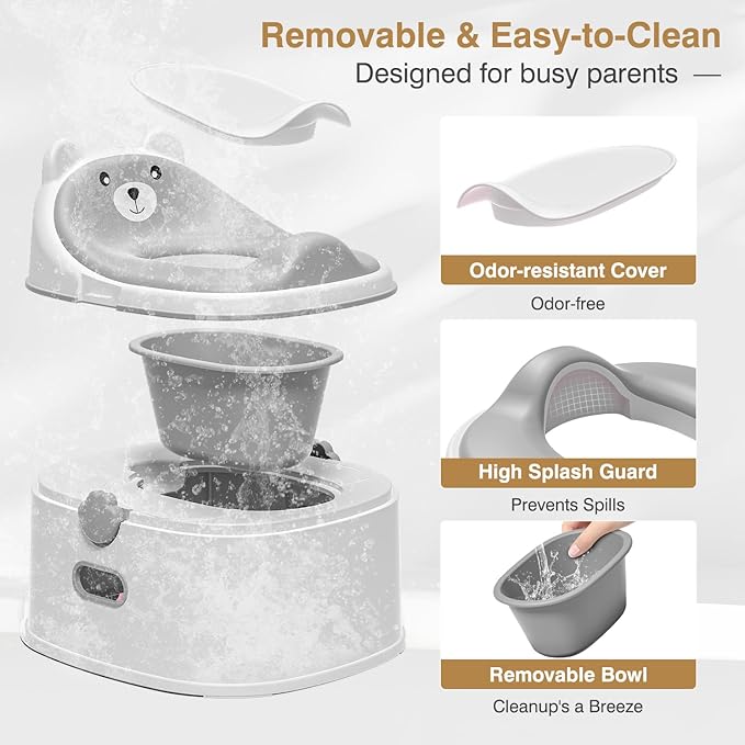 3-in-1 Toddler Potty Training Toilet for Boys & Girls - Convertible Potty Chair with Step Stool for Toddlers 1-3, Anti-Slip Design Toddler Toilet Seat - Removable & Easy to Clean