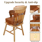 Toddler Booster Seat for Dining Table, Non-Slip Kitchen Chair Booster Seat with Backrest and Adjustable Straps, Portable PU Waterproof Travel Baby Booster Increasing Cushion