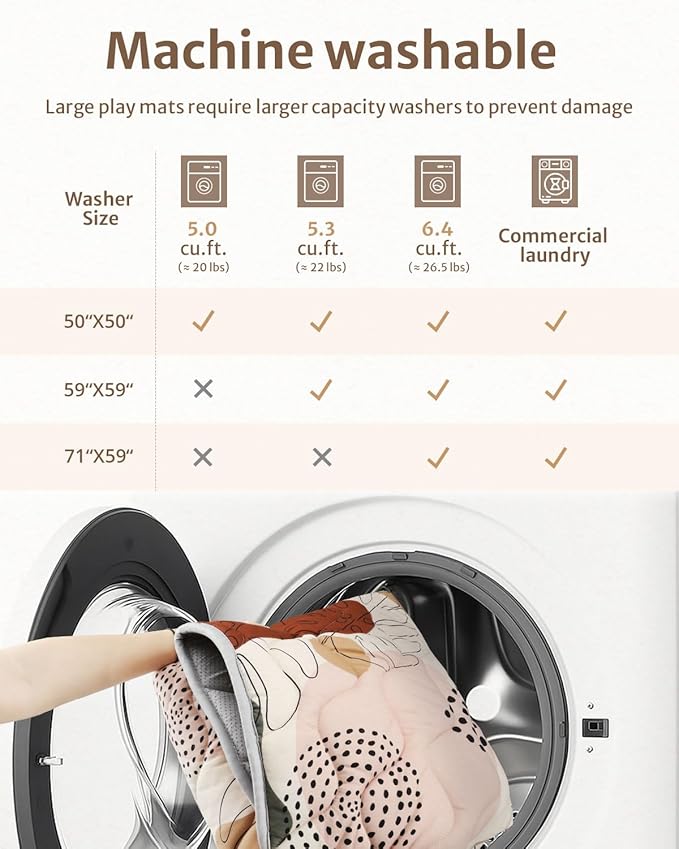 Blissful Diary Baby Play Mats for Floor, 59x59 Inch Thicker and Larger Soft Cushioning Foam Playmats for Babies and Toddlers, Foldable Washable Baby Playpen Mat, Boho Design