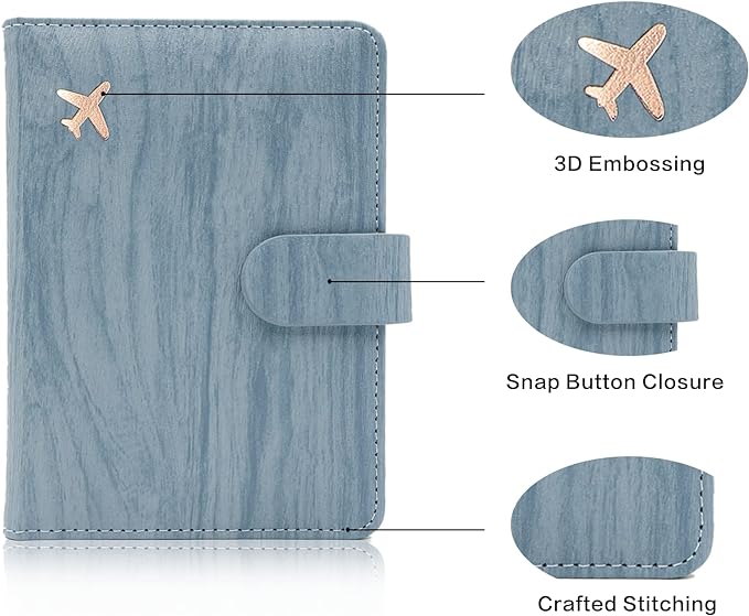 Melsbrinna Rfid Passport Holder for Travel women/Men, Cute Passport Wallet Rfid Blocking Card Slots, Rfid Passport Cover/CaseTravel Wallet, Passport Book Holder (1, Blue1)