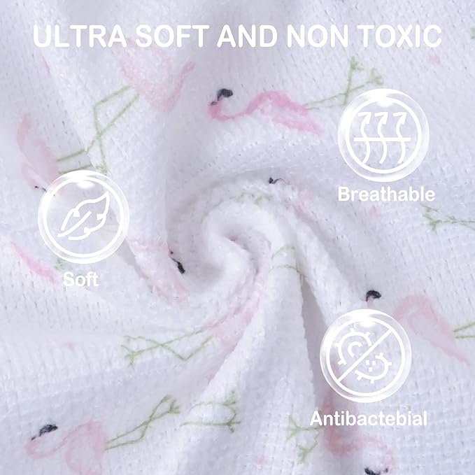 softan Baby Washcloths, 24Pack Baby Wash Cloths Extra Soft & Ultra Absorbent, Baby Towels and Washcloths Face Towel Unisex for Boys Girls Body, Washclothes Gentle on Sensitive Skin, 9x9 Flamingos