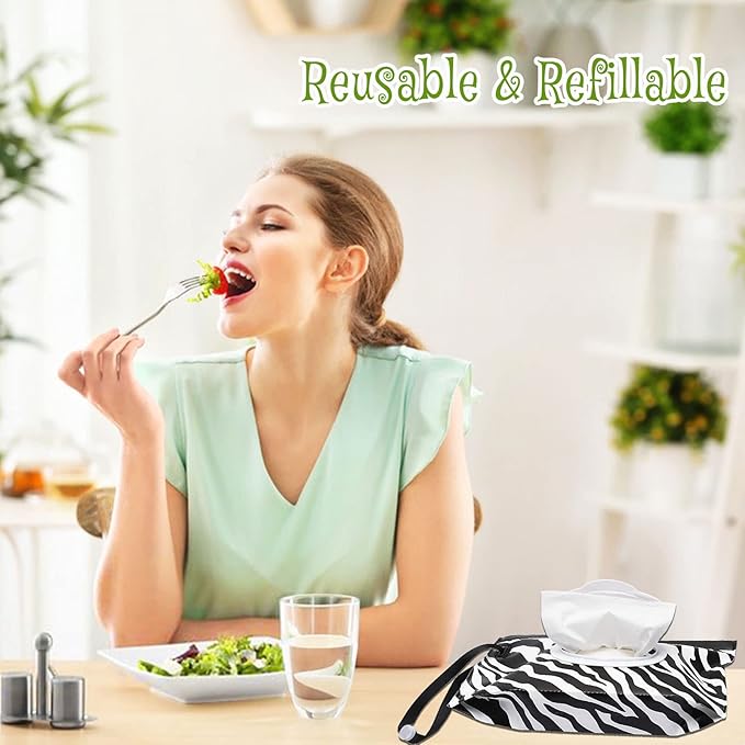 FEBSNOW 4 Pack Baby Wipe Dispenser, Portable Refillable Wipe Holder, Baby Wipes Container, Reusable Travel Wet Wipe Pouch