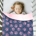 Personalized Baby Blankets for Girls, Custom Name Pink Dog Paws Pattern Baby Blanket, Soft Minky Dot Blanket for Newborns and Toddlers, Ideal for Baby Showers Christmas Brithday Gifts